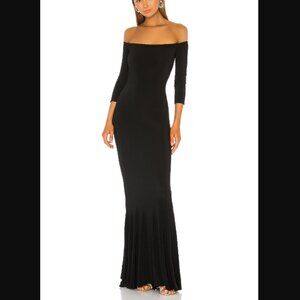 Norma Kamali Off the Shoulder Fishtail Gown in Black Size Small